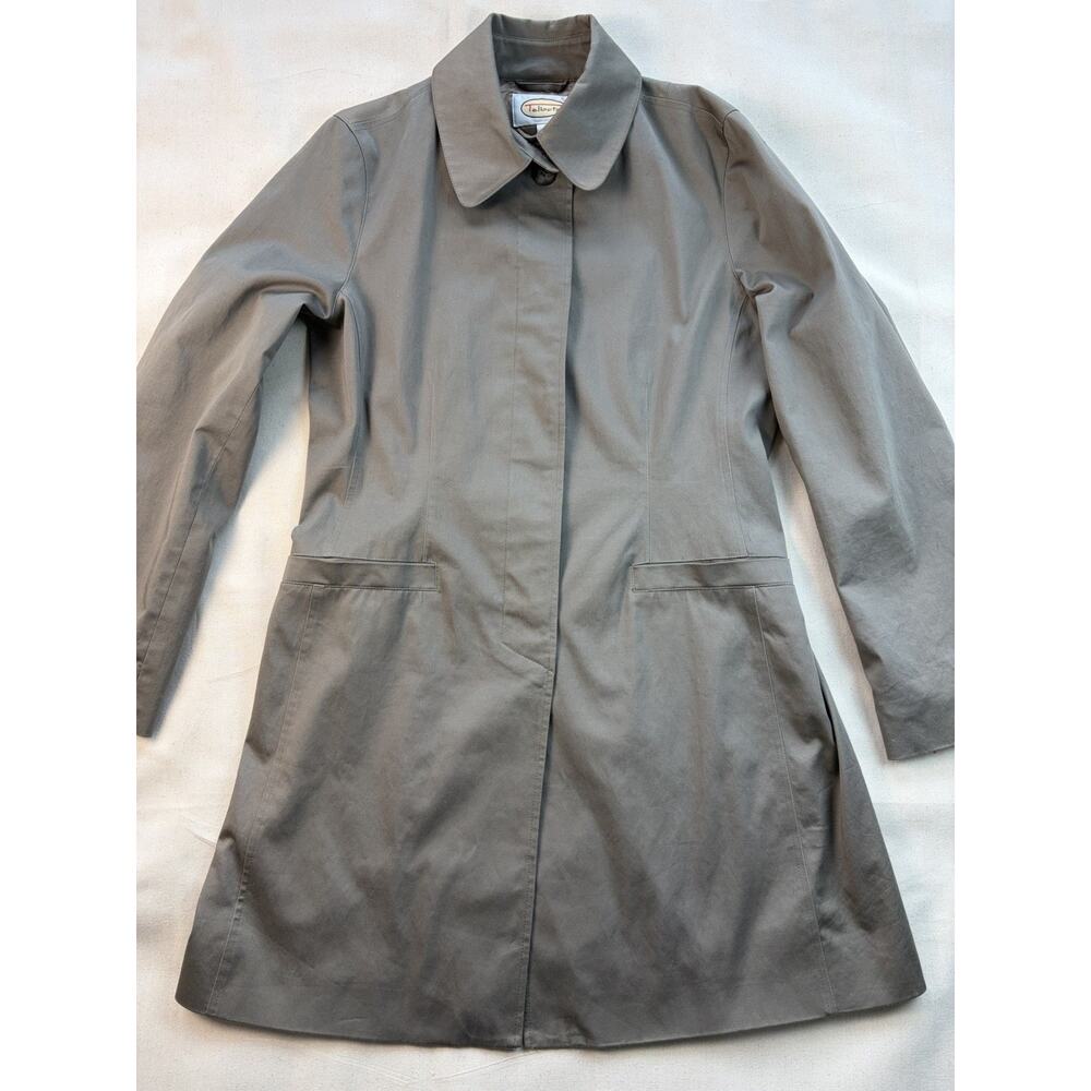 Talbots Taupe Gray Lined Collared Trench Coat Jacket M